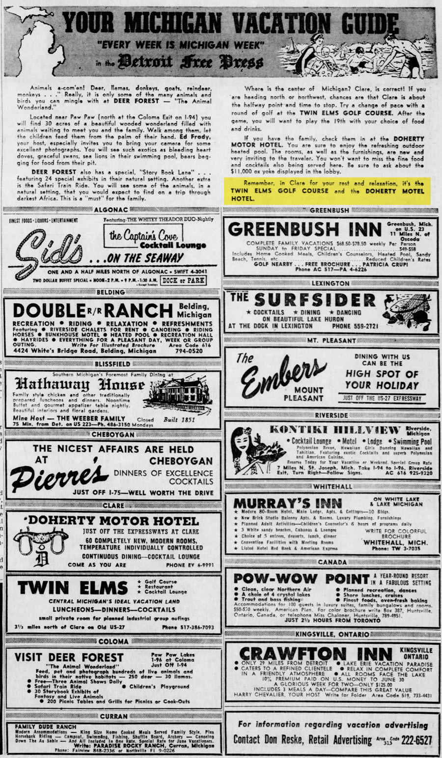 Doherty Hotel Motel (Doherty Motel Hotel, Doherty Motor Hotel) - July 1965 Ad